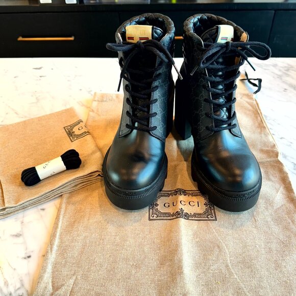 Gucci Women's GG Ankle Boot - Black Supreme Canvas - Size: 39 = 9 US - Picture 2 of 13
